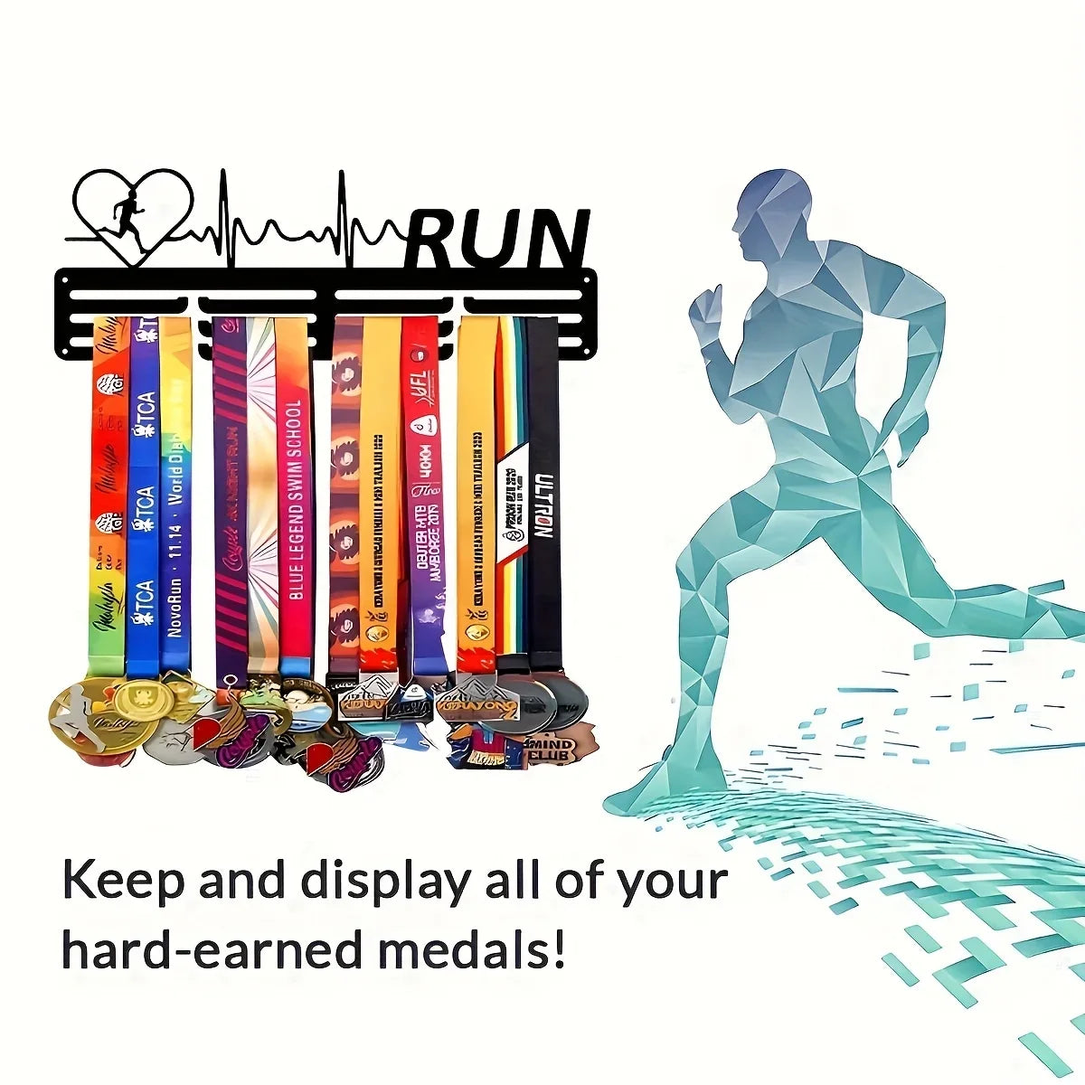 1pc Metal Black Medal Display Stand - Multifunctional Hanging Storage Rack for Running Sports Medals, Home & Office Decor