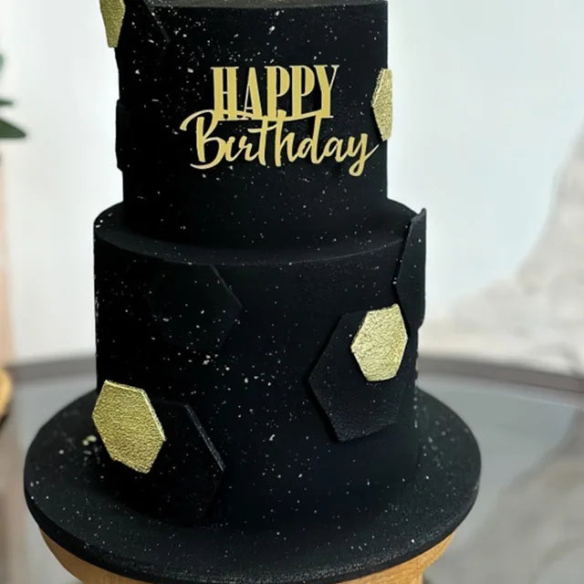 2025 New Happy Birthday Cake Topper Dessert Decoration Gold Side Acrylic Kids Party Cake Toppers for Baby Shower Baking Supplies