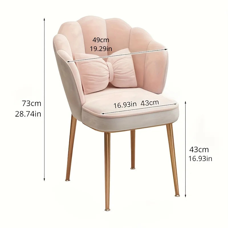1pc Makeup chair with Petal Shaped Backrest, Casual Chair for Bedroom Study Room Living Room & Dormitory