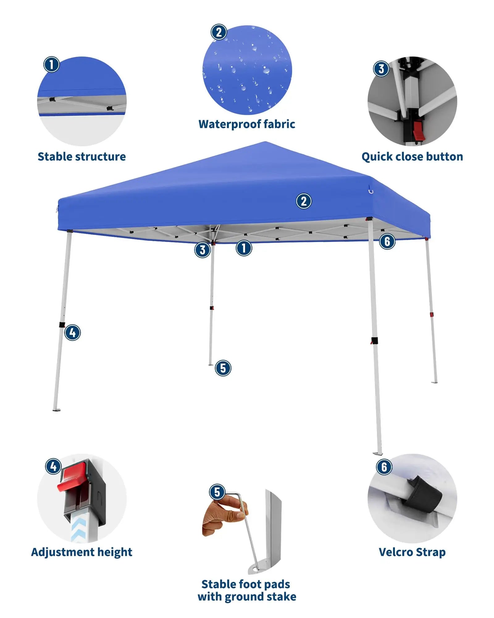 10x10 FT Pop Up Canopy Tent, Slant Leg Instant Outdoor Shelter UV Protection Waterproof With Carry Bag For Patio Garden Beach