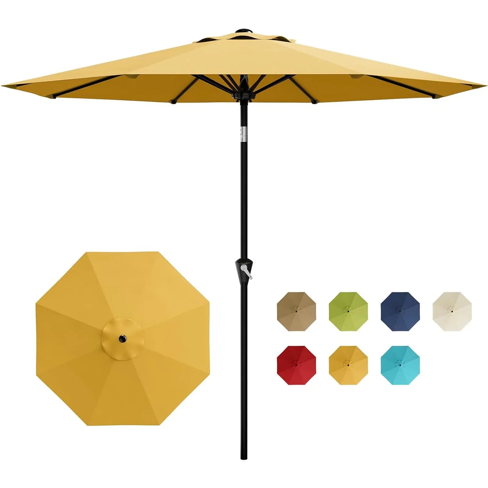 10FT Patio Umbrella Outdoor Table Market Umbrella With Crank Lift & Tilt Sunshade Waterproof For Garden Yard Pool Deck