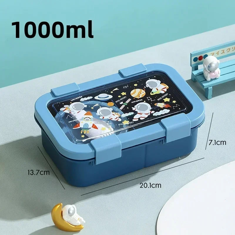 1000/1350ml Portable Cartoon Bento Box with Soup Bowl  Lunch Box Buckle Design Sealed Leak-proof Picnic Food Storage Container