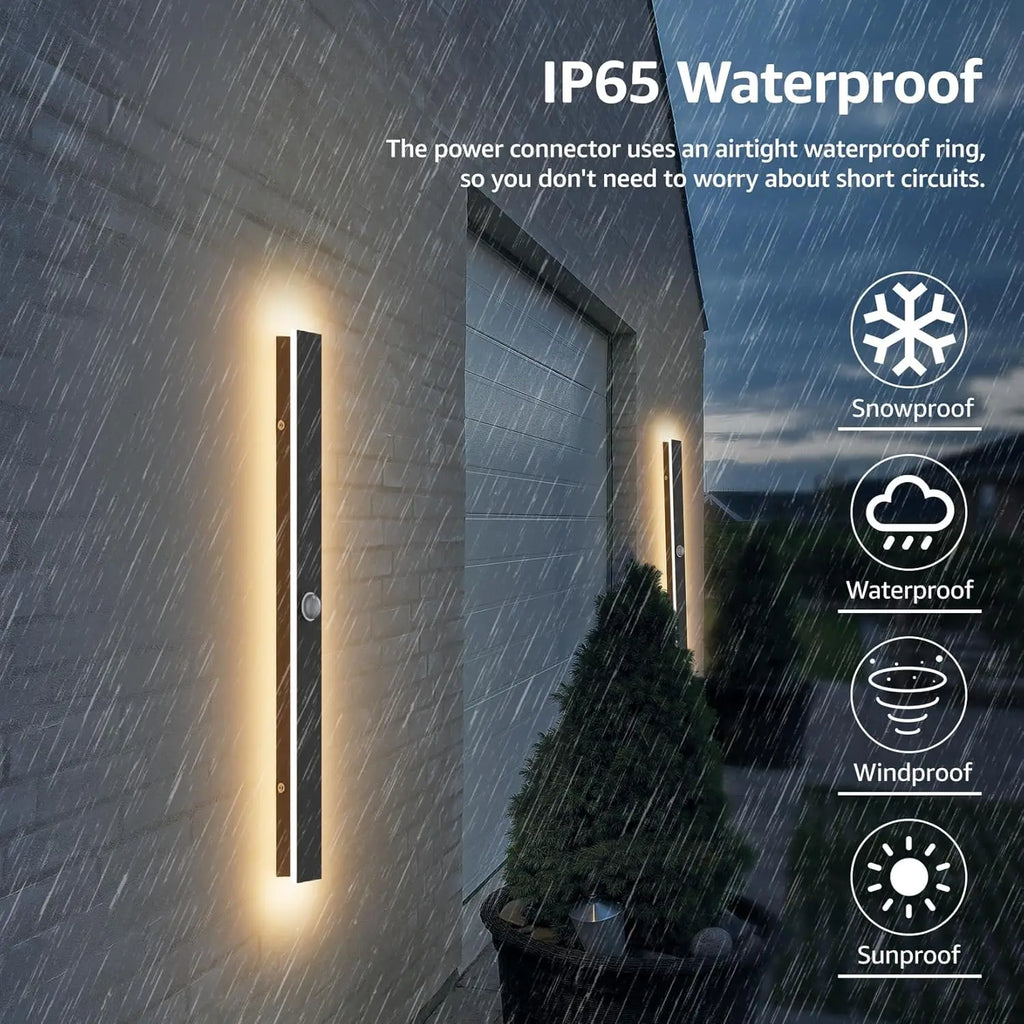 IP65 Waterproof LED Long Wall Sconce Outdoor Wall Light With Motion for Porch Patio Living Room and Garage Wall lamp