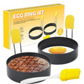 Round Egg Rings Set Stainless Steel Egg Shaper Mold with Silicone Anti-scald Handle Nonstick Egg Cooker Ring for Frying Eggs