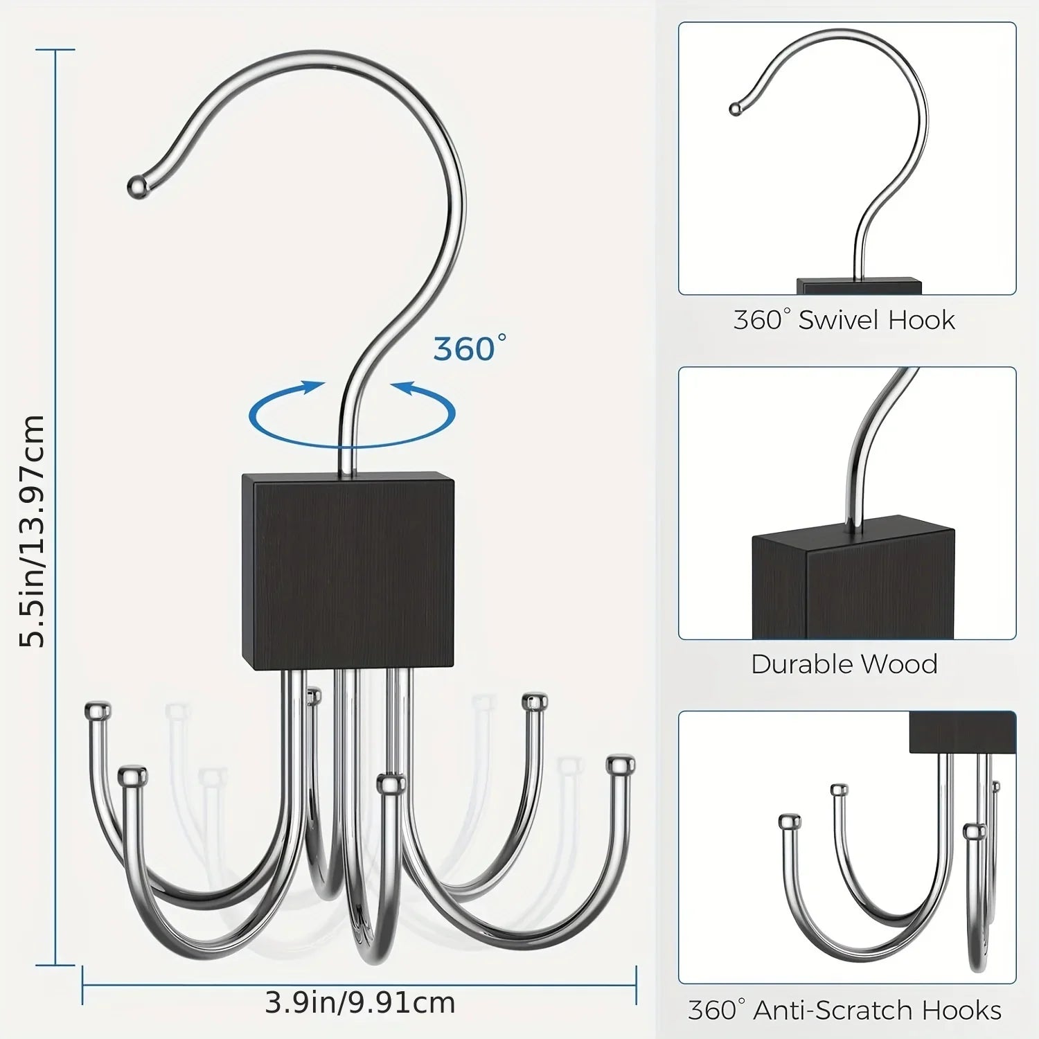 1/2 Piece Multifunctional Hook, Multi Claw Bag Storage Hook, Tie Metal Storage Suitable for Scarves, Belts, Home Storage