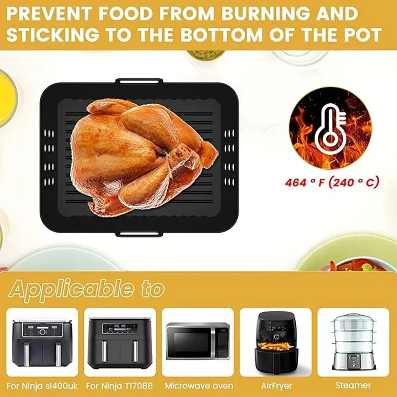 2Pcs/1Pcs Air Fryer Silicone Liners for Ninja SL400 SL401 Stack XL Basket Reusable AirFryer Baking Tray Airfryer Accessories