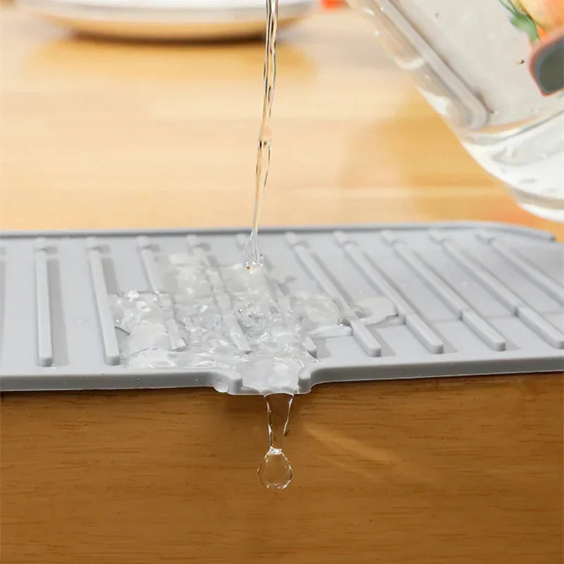 Silicone Drainage Pad Water Ripples Kitchen Bathroom Drainage Pad Wash Basin Sink Splash Proof Draining Pad Countertop Protector
