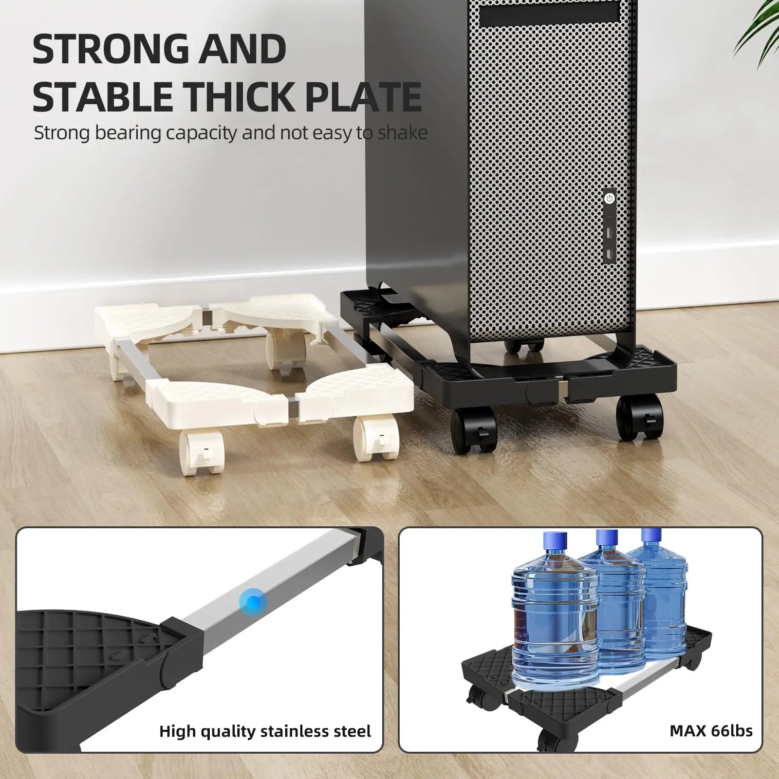 Adjustable Mobile CPU Stand Holder Tower Stand with Rolling Caster Wheels Computer Stand for Tower Fit Most PC Desk Accessories