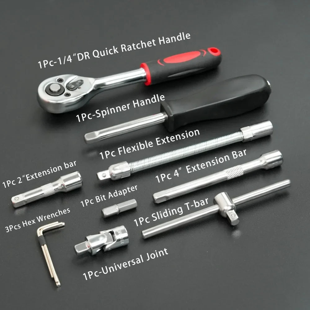 46 Piece Set of Combination Tools, Screwdriver Set, Ratchet Wrench, Multifunctional Repair, Home Installation, Socket Wrench
