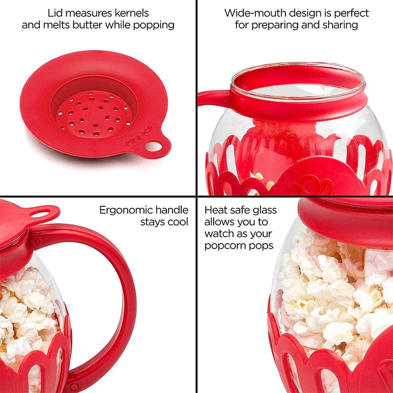 2.25 Quart Micro-Pop Microwave Popcorn Popper with Temperature Safe Glass Snack Pop Corn Air Poppers Microwave Popcorn Maker