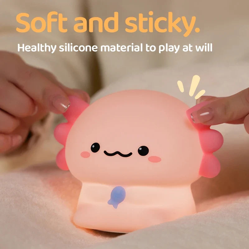 Axolotl Baby Night Light Cute Silicone Salamander Sleep Light USB Rechargeable Touch Control Night Light Children Birthday Gift