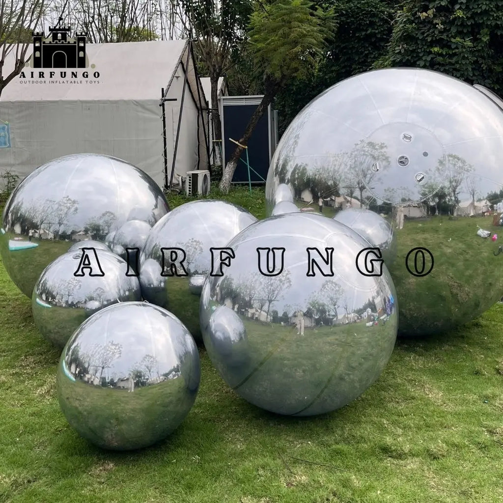 Airfungo Big Inflatable Mirror Balls INFLATABLE MIRROR BALL/SPHERE KIT (INCLUDES PUMP) - 4 SIZES / 6 PIECE KIT Customization