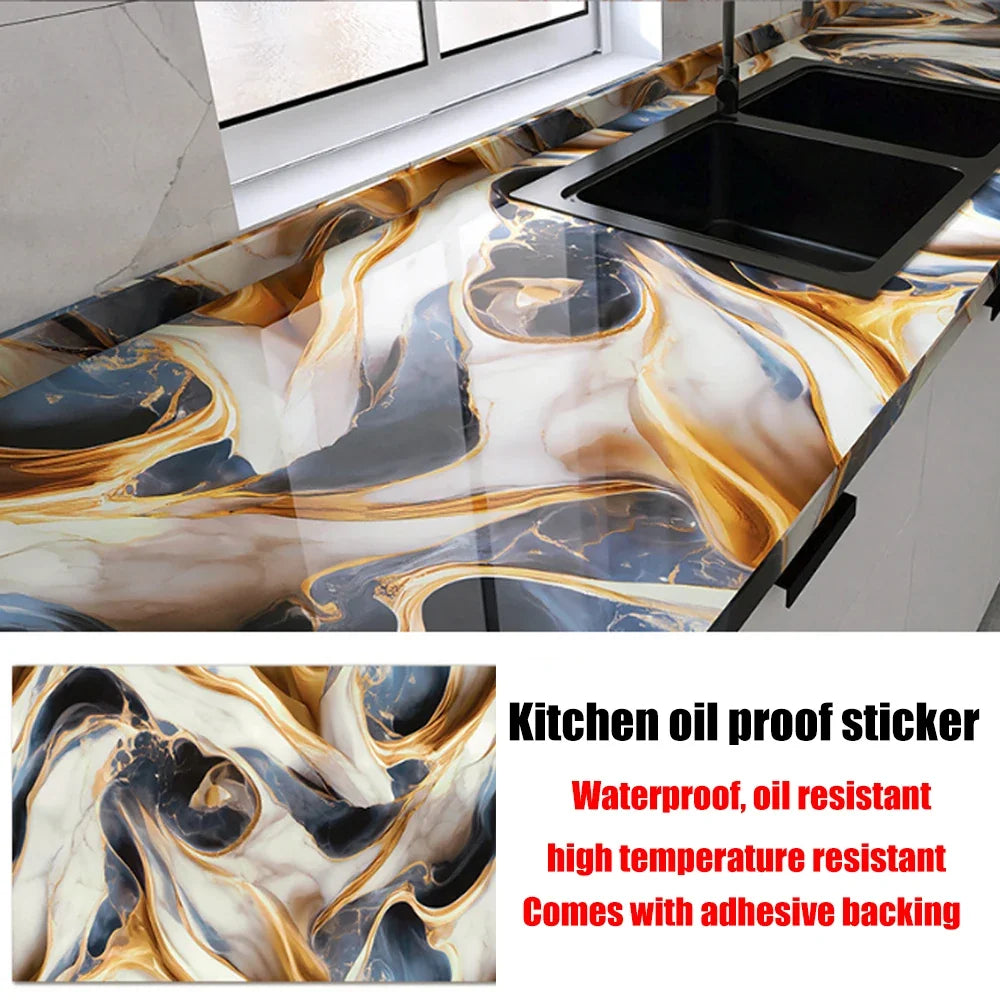 40cm New Kitchen Oil-proof Wall Stickers Self-adhesive Stain-resistant High Temperature Kitchen Countertop Protective Wallpaper