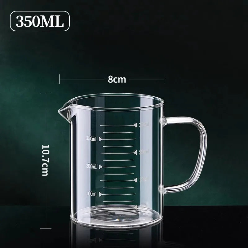 1pcs Glass Measuring Cup With Handle 250/350/500/1000ml High Borosilicate Glass Milk Coffe Measuring Mug Heat-resistant Cup
