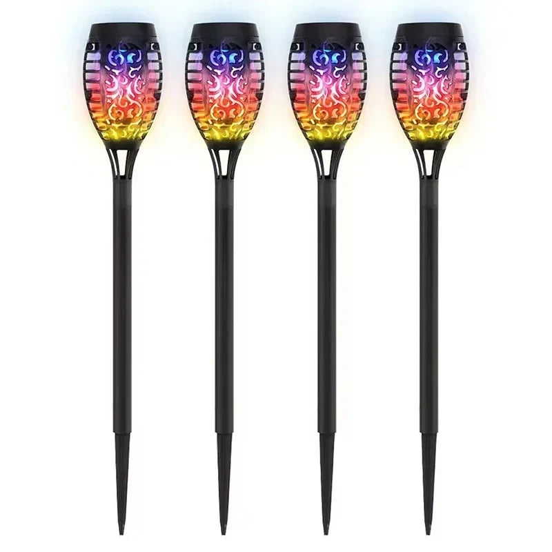 1/2/4/6/8Pcs 12/96LED Solar Flame Torch Lights Flickering Lamp Waterproof Garden Decoration Outdoor Lawn Path Yard Patio 5 Color