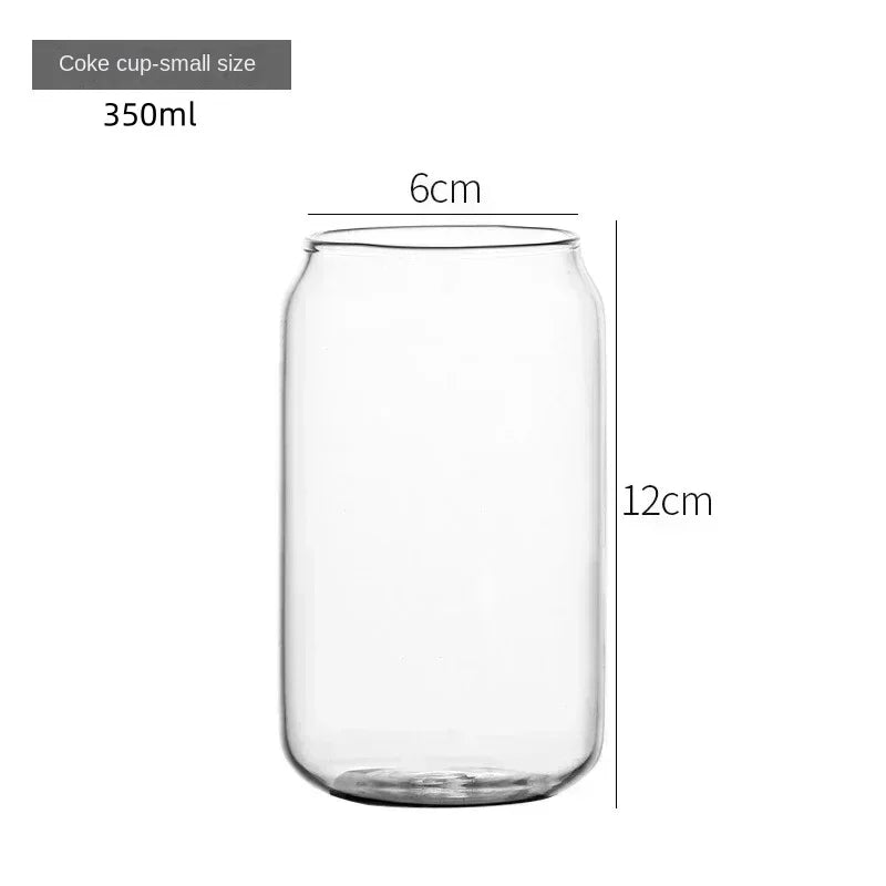 350ml/550ml Glass Cup Cola Cold Drink Water Cup with Bamboo Lid Coffee Milk Juice Straw Mug Beer Can Drink Home Breakfast Cup