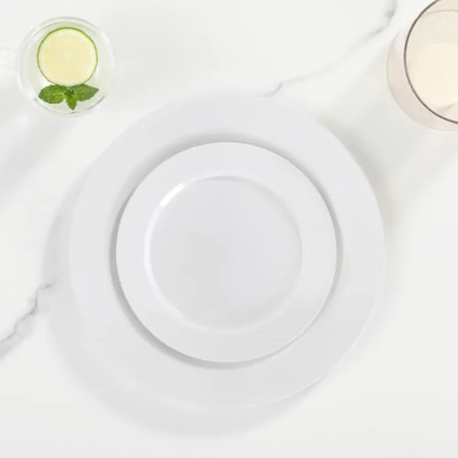 200 PCS Plastic Plates Premium Heavy Duty Disposable Plates for Party 100 Dinner Plates and 100 Salad Dessert Plates Sturdy Har