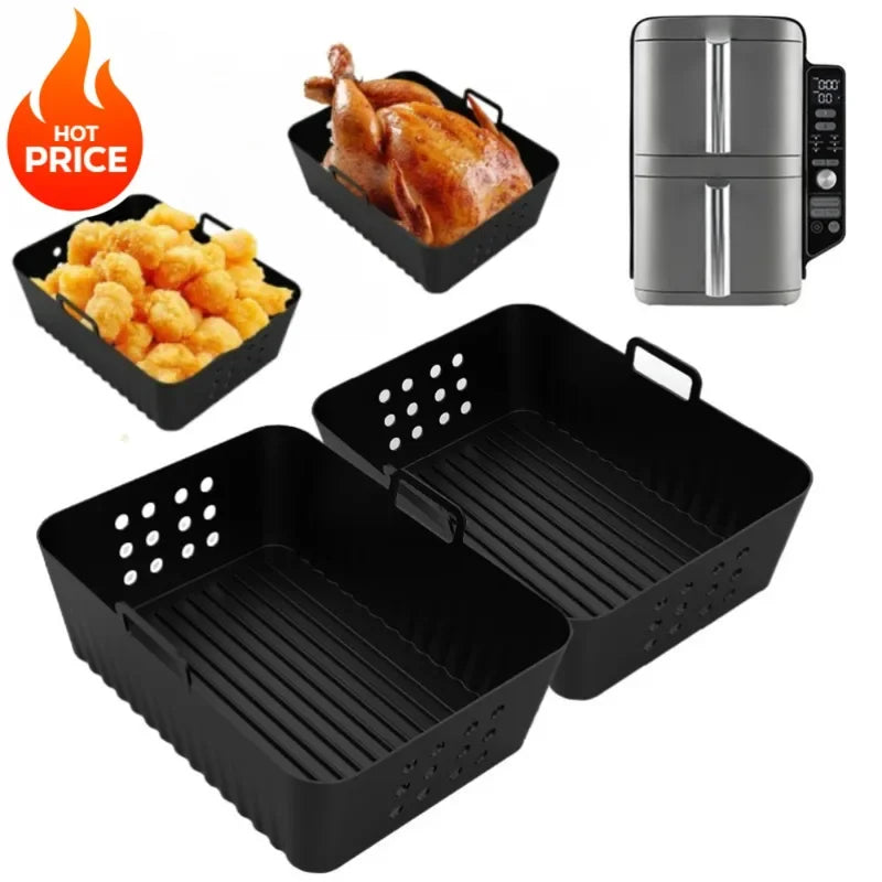 2Pcs/1Pcs Air Fryer Silicone Liners for Ninja SL400 SL401 Stack XL Basket Reusable AirFryer Baking Tray Airfryer Accessories