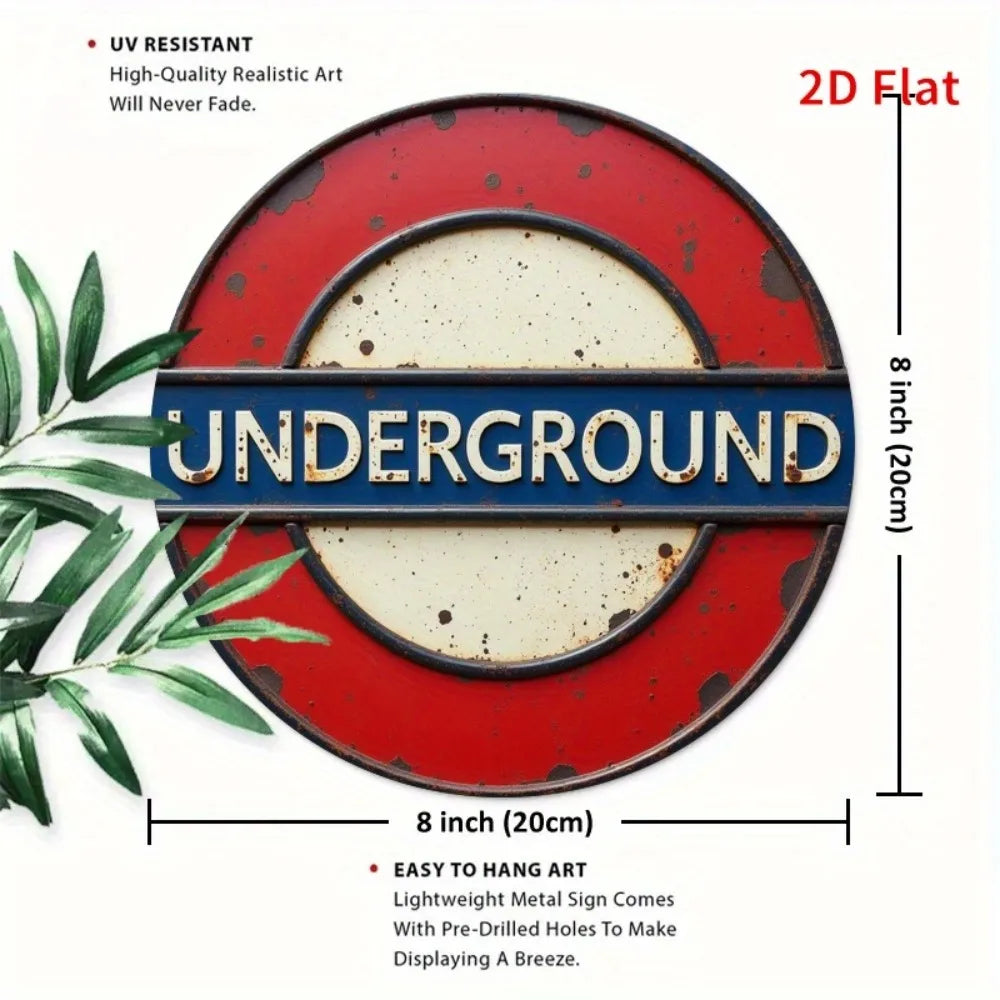 2D London Underground Vintage Metal Sign -Unique Decor for Home, Backyard - Perfect Gift for Friends & Colleagues