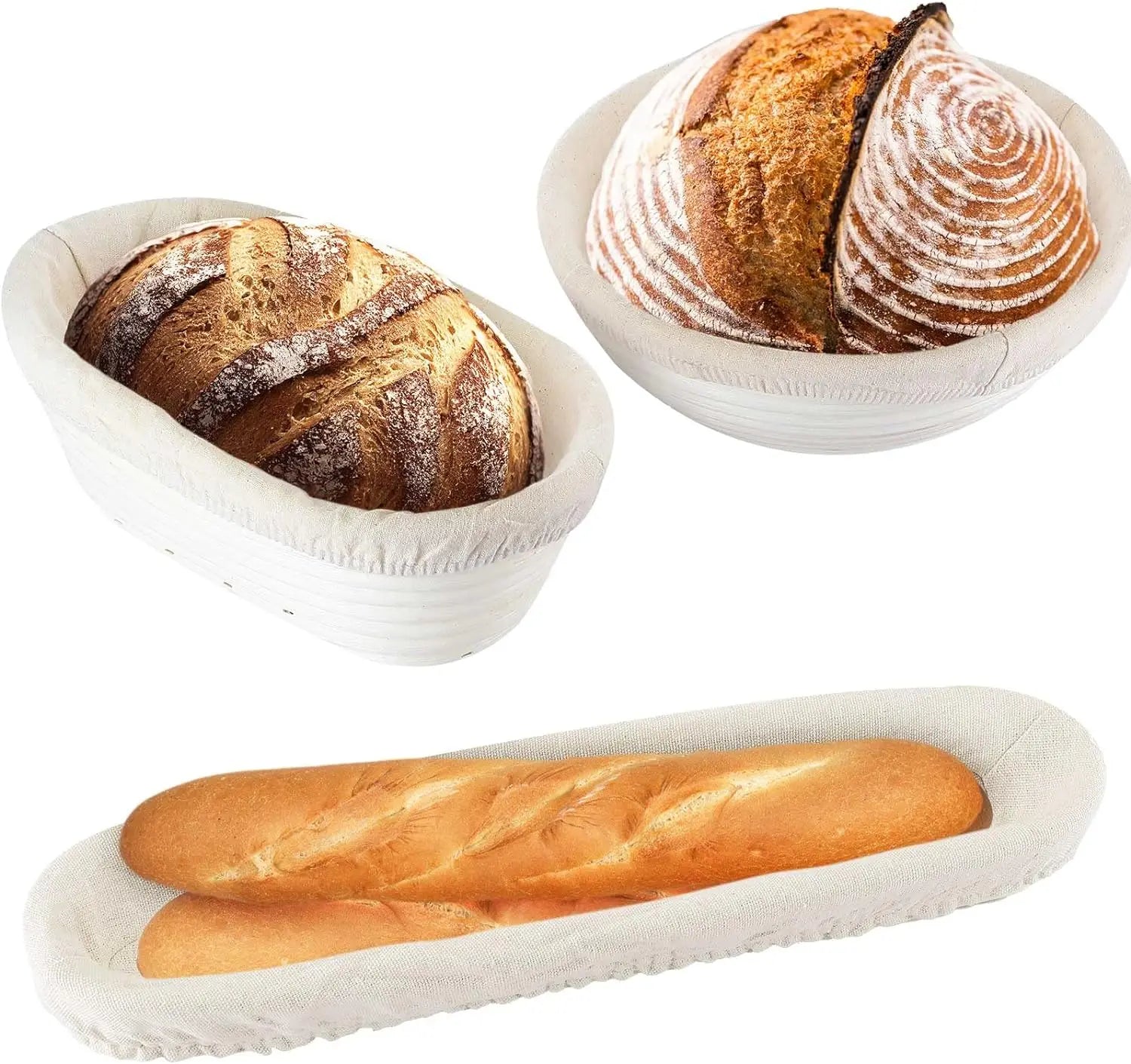 Banneton Bread Proofing Basket Round Oval Sourdough Baskets Bread Baking Dough Rising Ratten Bowls with Liners For Bakery YY087