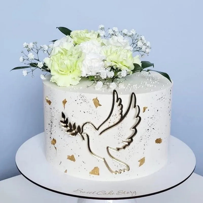 2025 Christ Cross Birthday Cake Topper Gold Acrylic Dove Cross Eucharist Baptism Party Communion Baptism Cake Topper Decoration