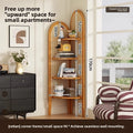 Retro bookshelf triangular corner cabinet rattan weaving living room screen partition study storage bedroom corner cabinet