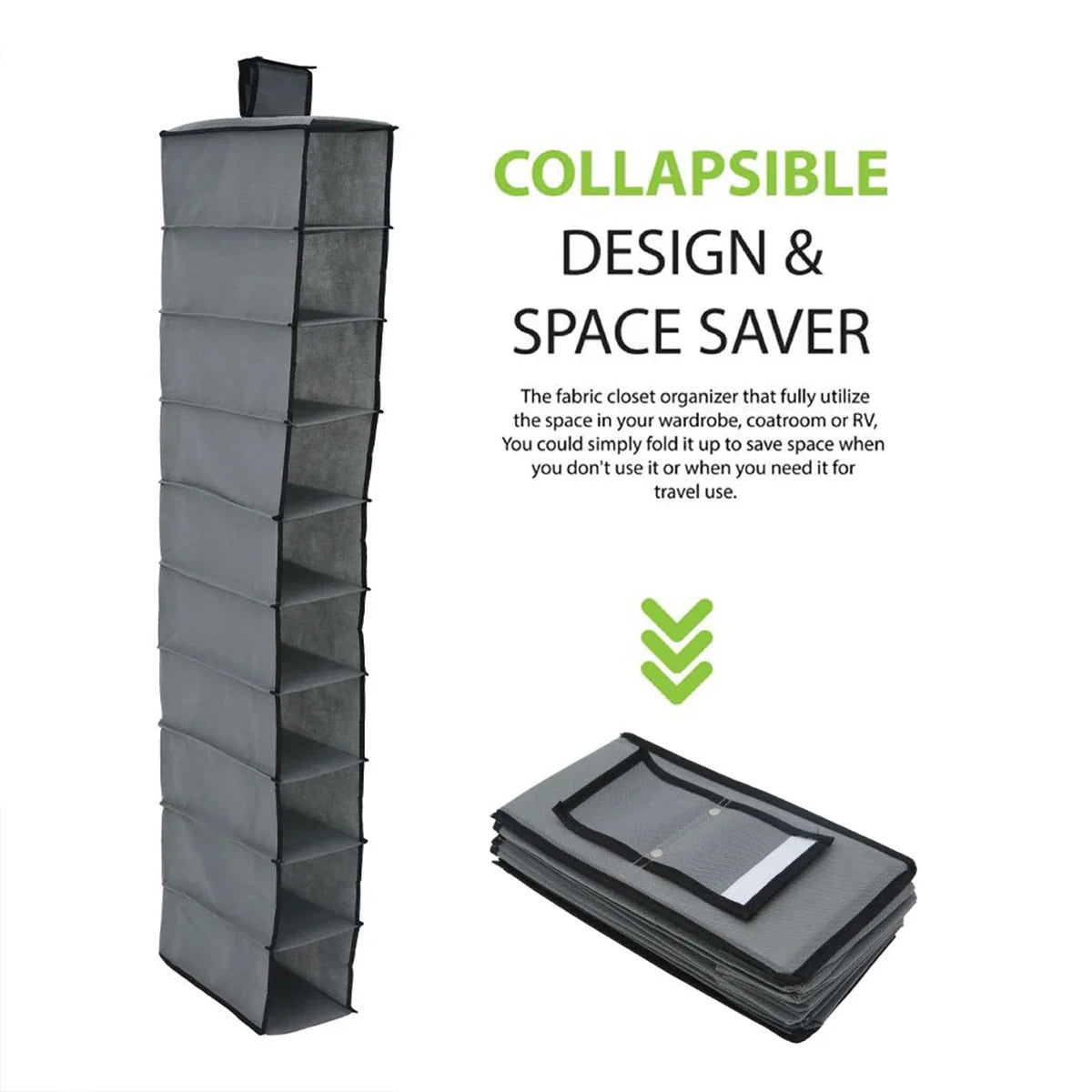 10 Layer Shoe Box Storage Hanging Bag Non-Woven Fabric Hanging Shoe Shelves Collapsible Wardrobe Storage Organizer for Shelves