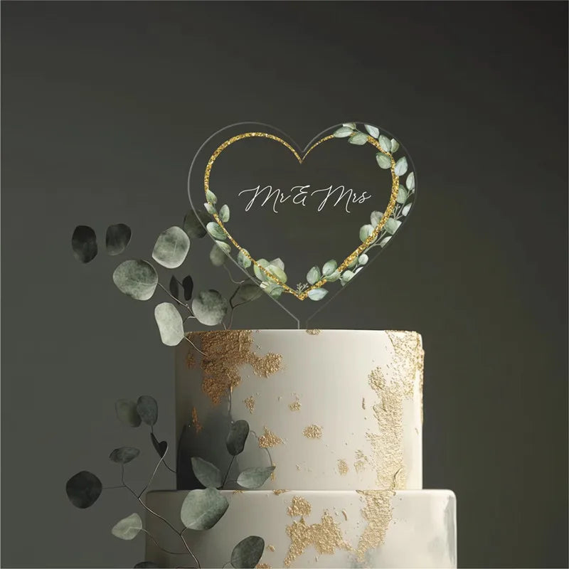 2025 New Happy Birthday Cake Toppers Decoration Unique Acrylic MR&MRS Wedding Party Cake Toppers for Baby Shower Baking Supplies