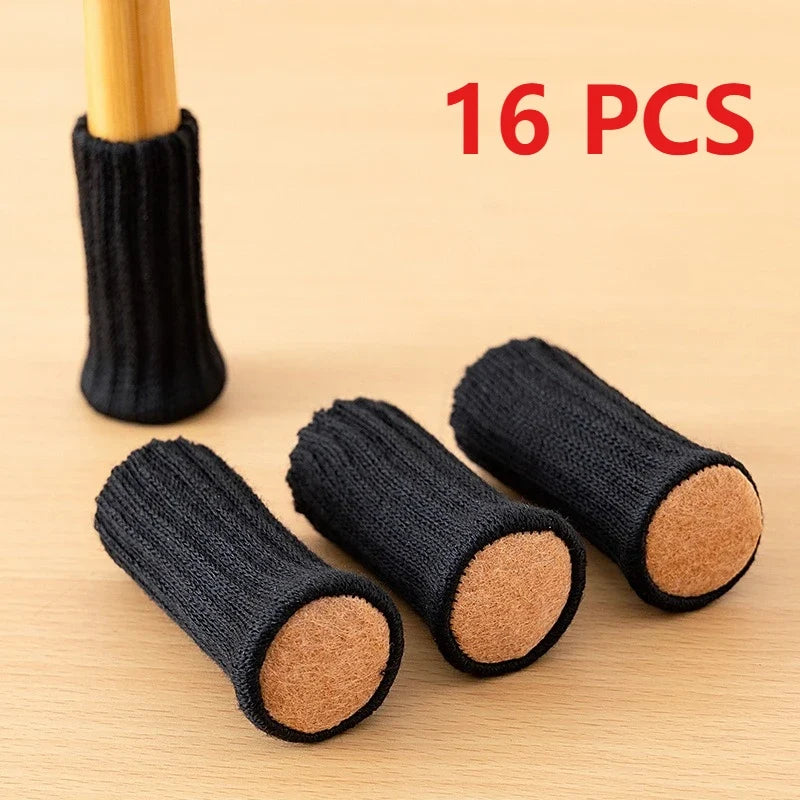 16Pcs Chair Legs Socks Knitted Furniture Feet Floor Protectors Anti-slip Pads Silent Thicken Table Chair Leg Socks Covers