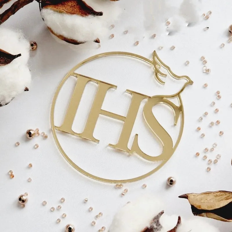2025 Christ Cross Birthday Cake Topper Gold Acrylic Dove Cross Eucharist Baptism Party Communion Baptism Cake Topper Decoration