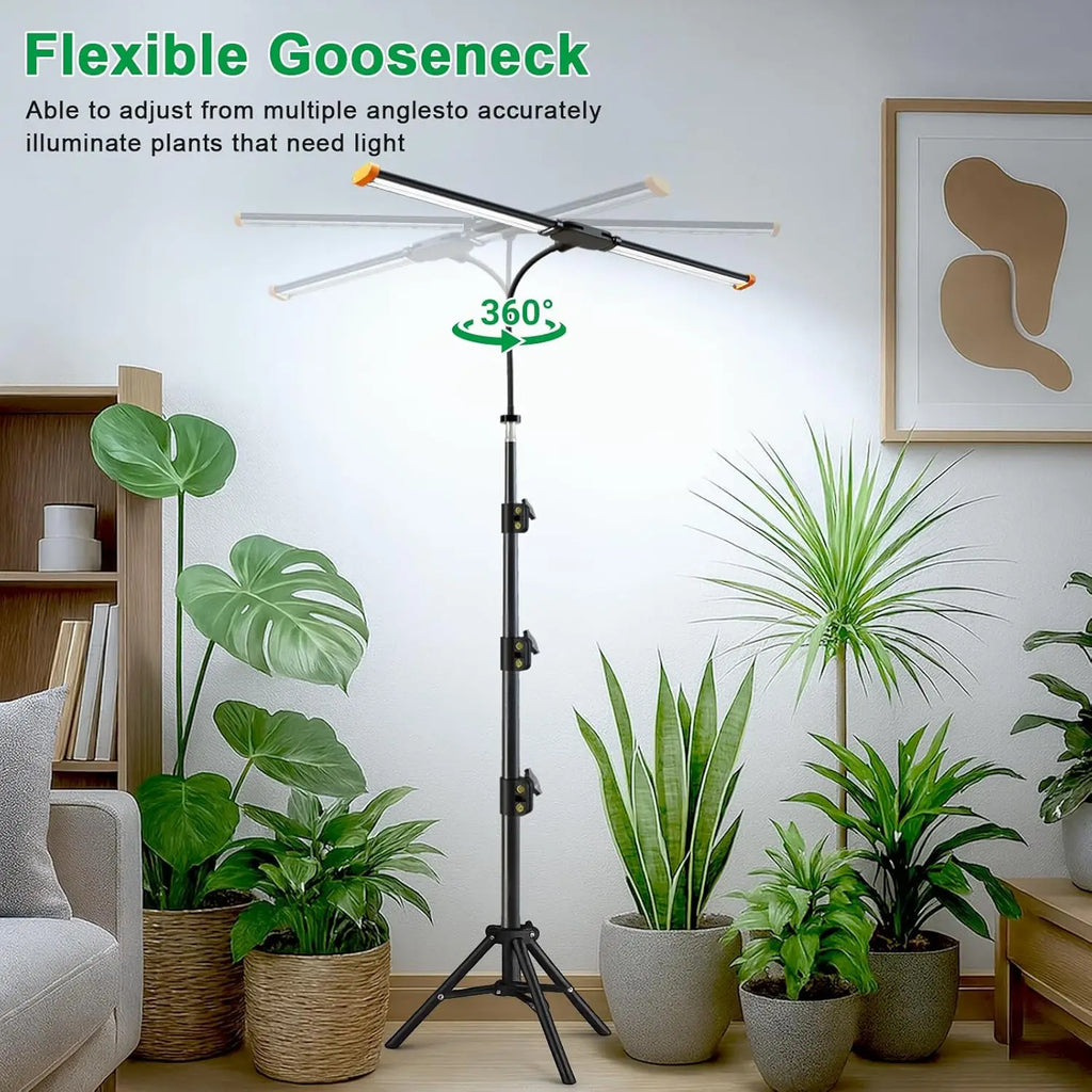 Full Spectrum LED Floor Grow Light for Indoor Plants, Dimmable with Timer, Adjustable Height 17-62", 6000K White Light