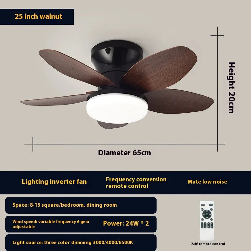 25 inch Ceiling Fans with Lights and Remote,Flush Mount Ceiling Fan,Reversible Quiet DC Motor Low Profile Ceiling Fans For Livin