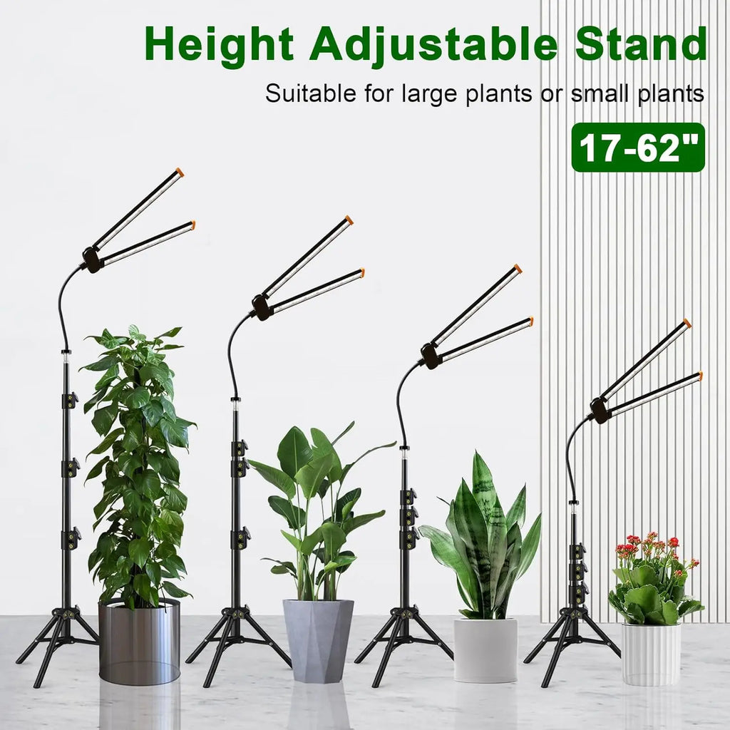 Full Spectrum LED Floor Grow Light for Indoor Plants, Dimmable with Timer, Adjustable Height 17-62", 6000K White Light