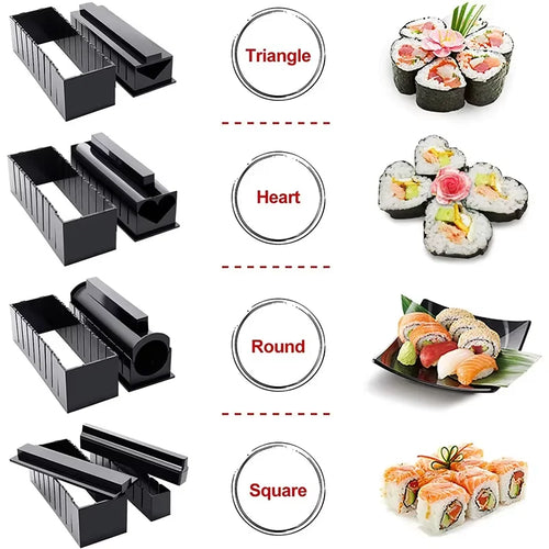10 Pcs Sushi Making Kit Original Sushi Maker Tool Set DIY Sushi Rice Roll Mold Shapes For Beginners Sushi Mold Press YY115