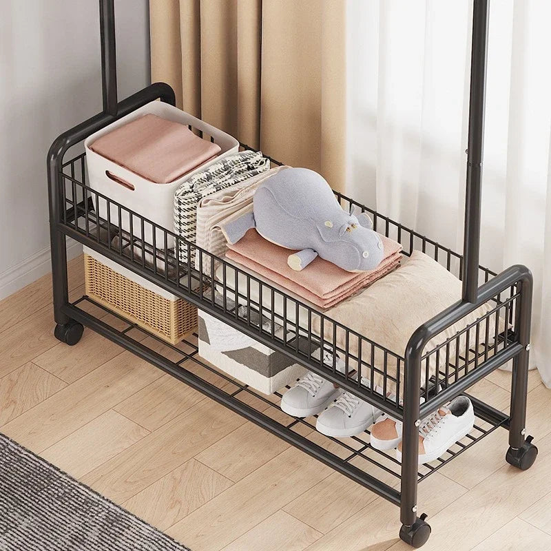 Foldable Standing Coat Rack Clothes Hanger Floor Coat Stand Portable Collapsible Organizer Bedroom Balcony Entryway Hall