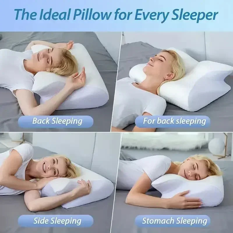 Butterfly Shape Slow Rebound Pillow Memory Foam Cervical Pillow Ergonomic Contour Orthopedic Pillow Neck Pain Support Pillows