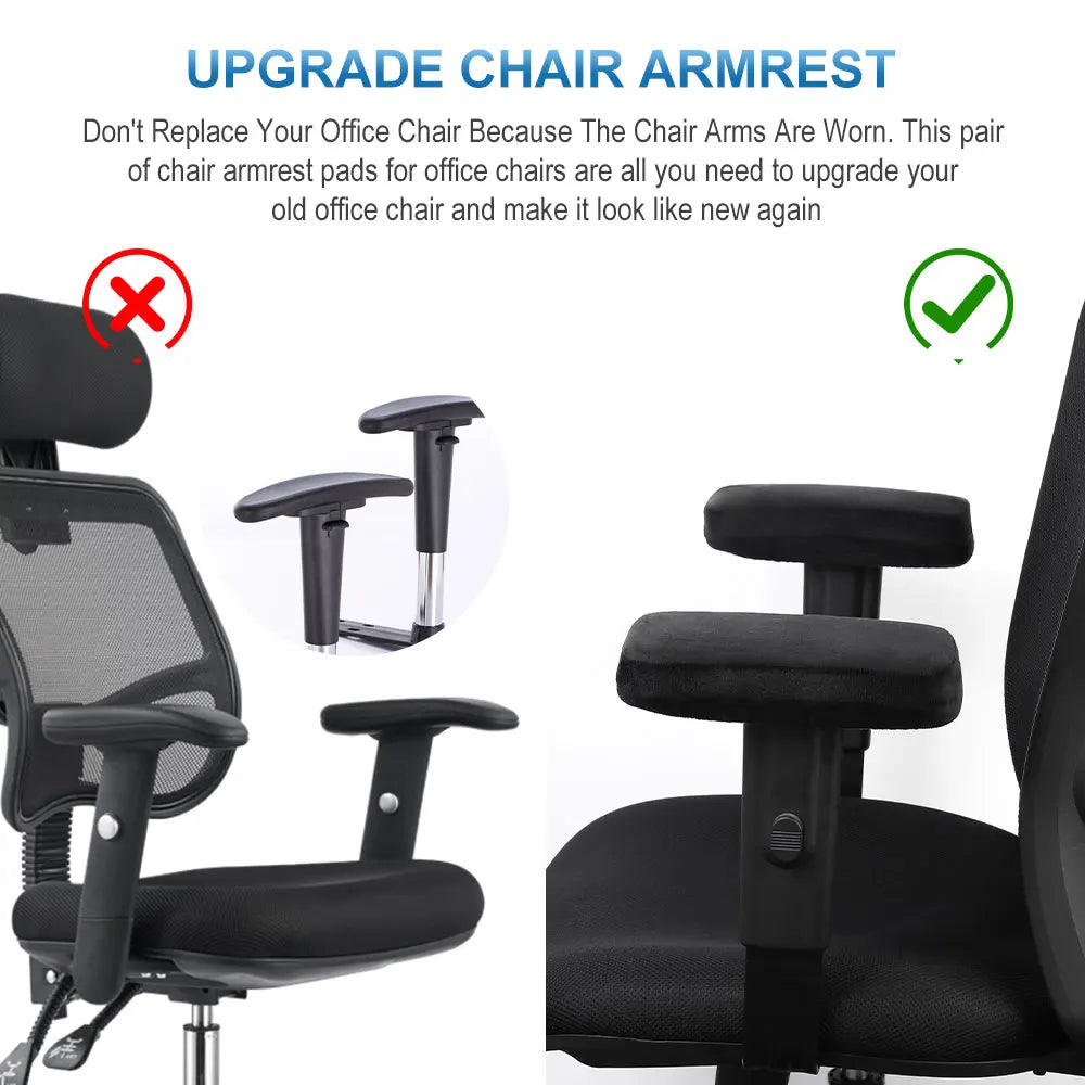 1 pair of ergonomic memory foam office chair armrests, comfortable game chair armrests for elbow and forearm decompression