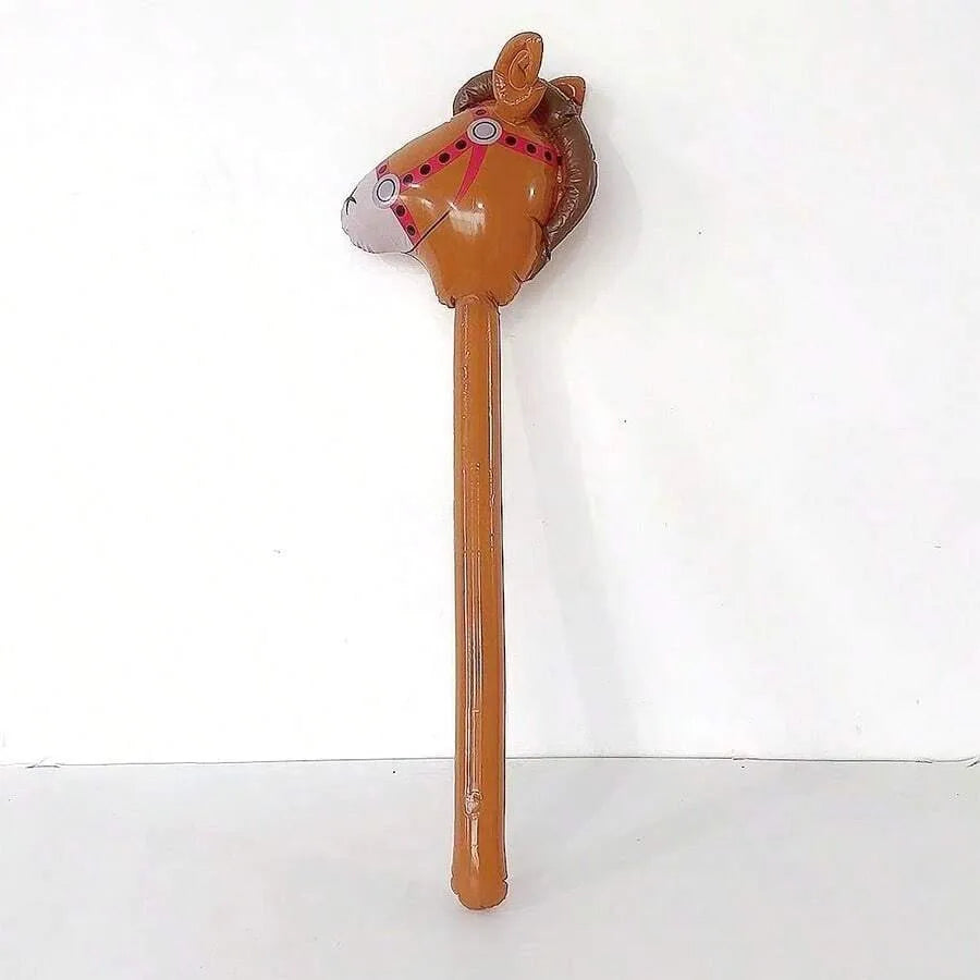 3PCS Inflatable Horsehead Stick, Cute Brown Horsehead Stick, Suitable For Cowboy Themed Birthday Party Decoration